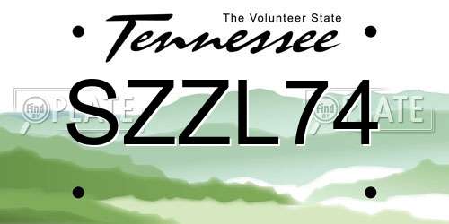 SZZL74 Tennessee License Plate