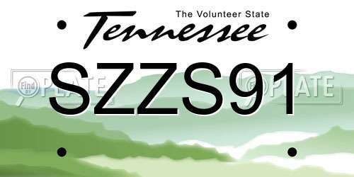 SZZS91 Tennessee License Plate
