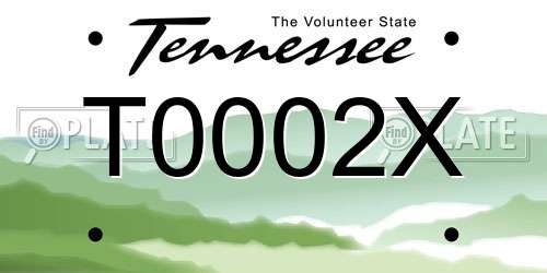 T0002X Tennessee License Plate