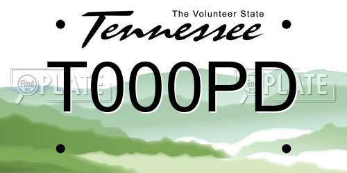T000PD Tennessee License Plate