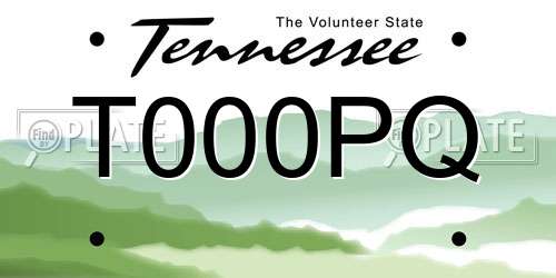 T000PQ Tennessee License Plate