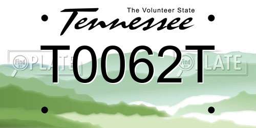 T0062T Tennessee License Plate