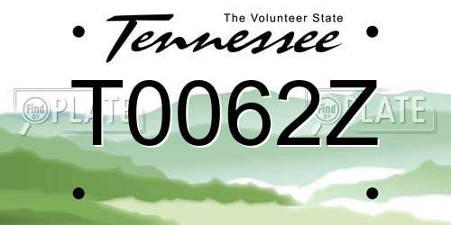 T0062Z Tennessee License Plate