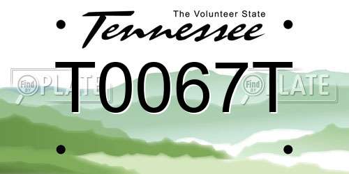 T0067T Tennessee License Plate