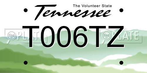 T006TZ Tennessee License Plate