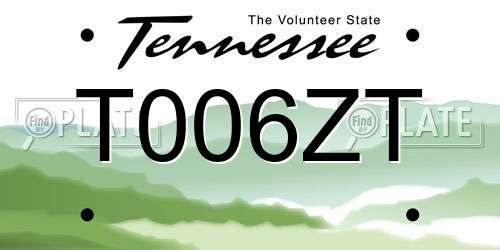 T006ZT Tennessee License Plate