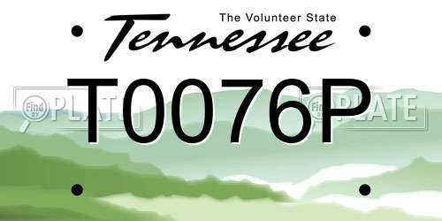 T0076P Tennessee License Plate