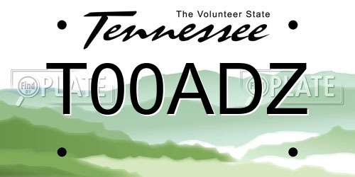T00ADZ Tennessee License Plate