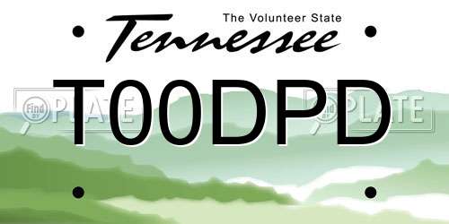 T00DPD Tennessee License Plate
