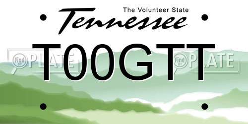 T00GTT Tennessee License Plate