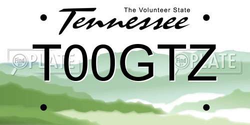 T00GTZ Tennessee License Plate