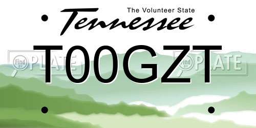 T00GZT Tennessee License Plate