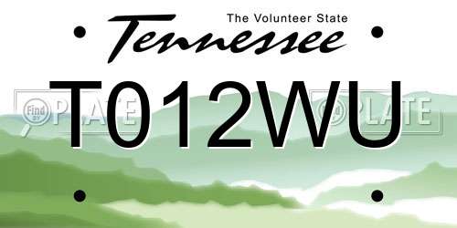 T012WU Tennessee License Plate