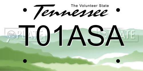 T01ASA Tennessee License Plate