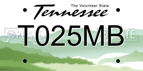 T025MB Tennessee License Plate