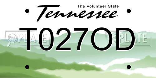 T027OD Tennessee License Plate