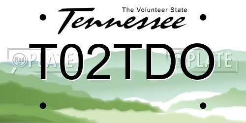 T02TDO Tennessee License Plate