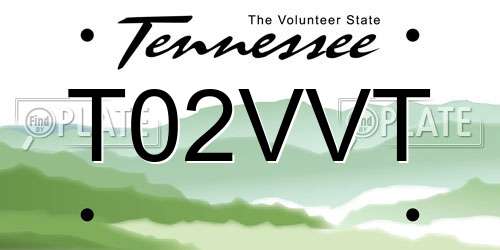 T02VVT Tennessee License Plate
