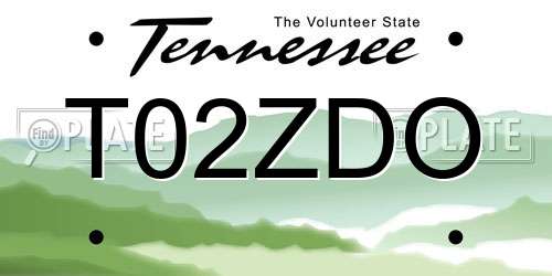 T02ZDO Tennessee License Plate