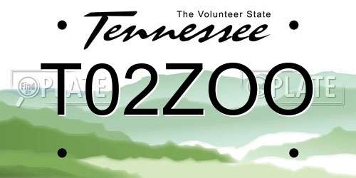 T02ZOO Tennessee License Plate
