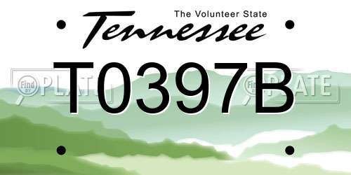 T0397B Tennessee License Plate