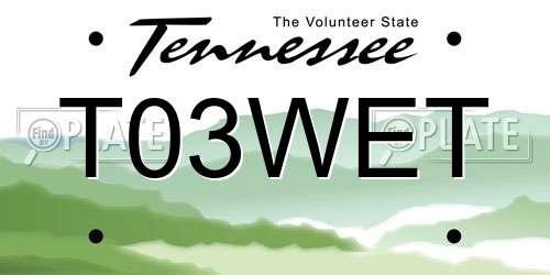T03WET Tennessee License Plate
