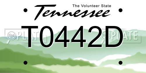 T0442D Tennessee License Plate