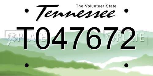 T047672 Tennessee License Plate