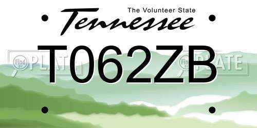 T062ZB Tennessee License Plate