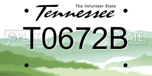 T0672B Tennessee License Plate