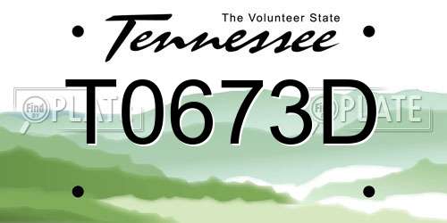 T0673D Tennessee License Plate