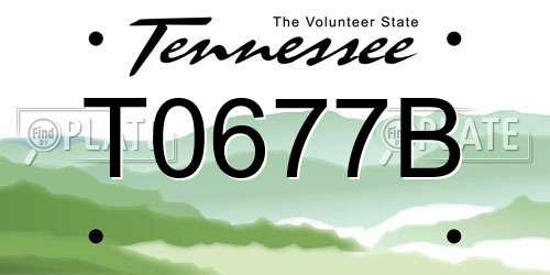 T0677B Tennessee License Plate
