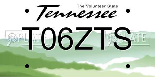 T06ZTS Tennessee License Plate
