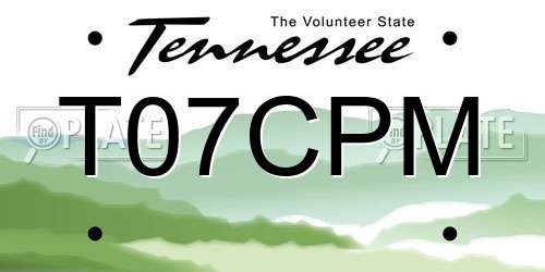 T07CPM Tennessee License Plate