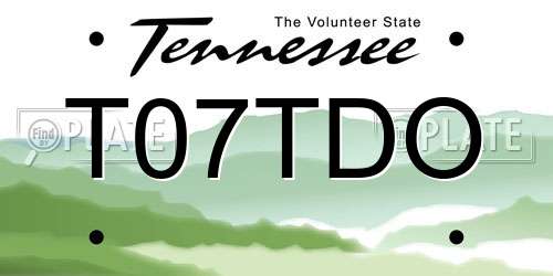 T07TDO Tennessee License Plate
