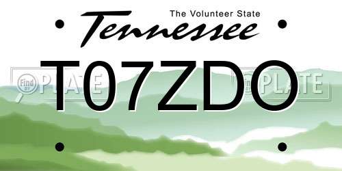 T07ZDO Tennessee License Plate