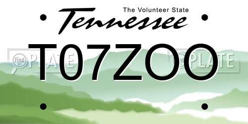 T07ZOO Tennessee License Plate