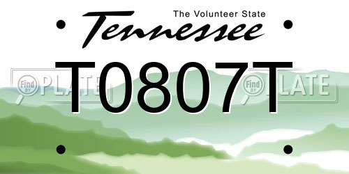 T0807T Tennessee License Plate