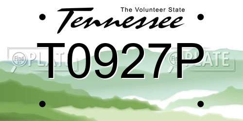 T0927P Tennessee License Plate