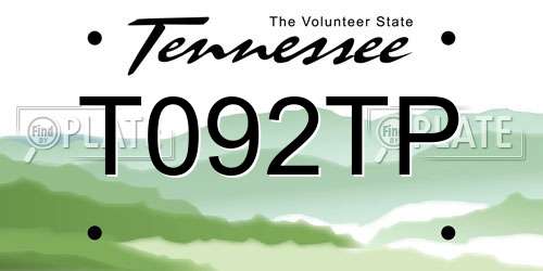 T092TP Tennessee License Plate