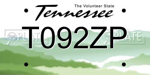 T092ZP Tennessee License Plate