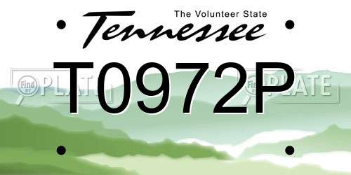 T0972P Tennessee License Plate