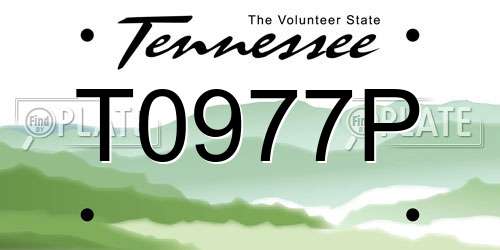 T0977P Tennessee License Plate