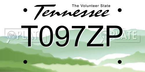 T097ZP Tennessee License Plate