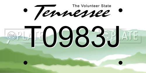 T0983J Tennessee License Plate