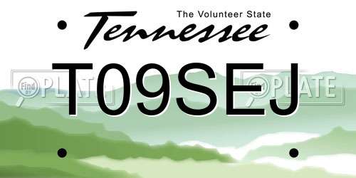 T09SEJ Tennessee License Plate