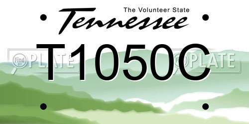 T1050C Tennessee License Plate
