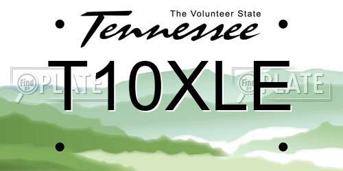 T10XLE Tennessee License Plate