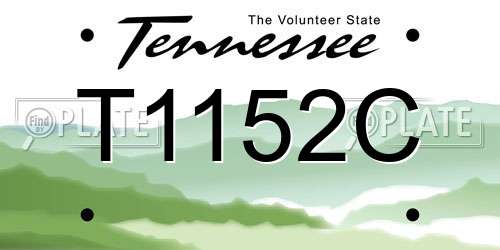 T1152C Tennessee License Plate