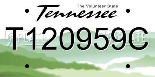T120959C Tennessee License Plate